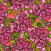 Stained Glass Garden- Roses- Pink