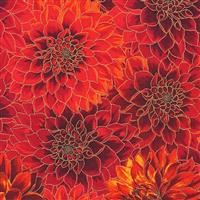 Autumn Bouquet- Floral- Scarlet/Metallic