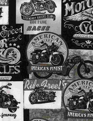Enjoy the Ride- Vintage Motorcycle Signs- Black/White