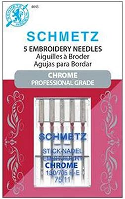 Chrome Embroidery Schmetz Needle 75/11- 5ct